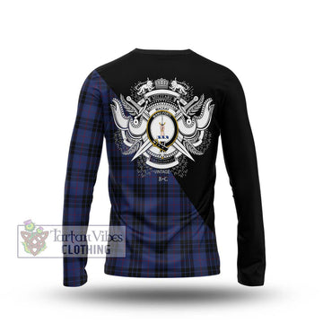 Tartan Vibes Clothing MacKay Blue #02 Tartan Long Sleeve T-Shirt with Family Crest and Military Logo Style