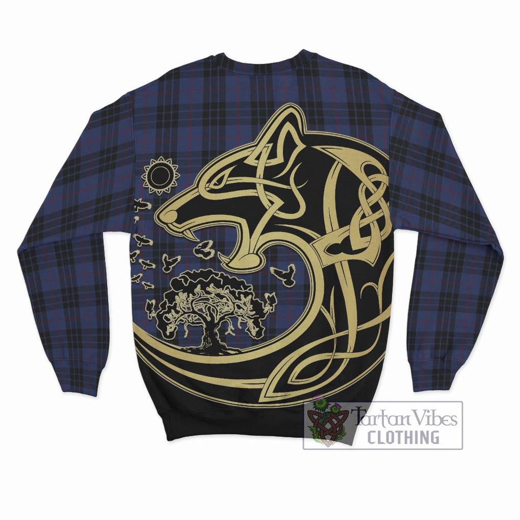 Tartan Vibes Clothing MacKay Blue #02 Tartan Sweatshirt with Family Crest Celtic Wolf Style