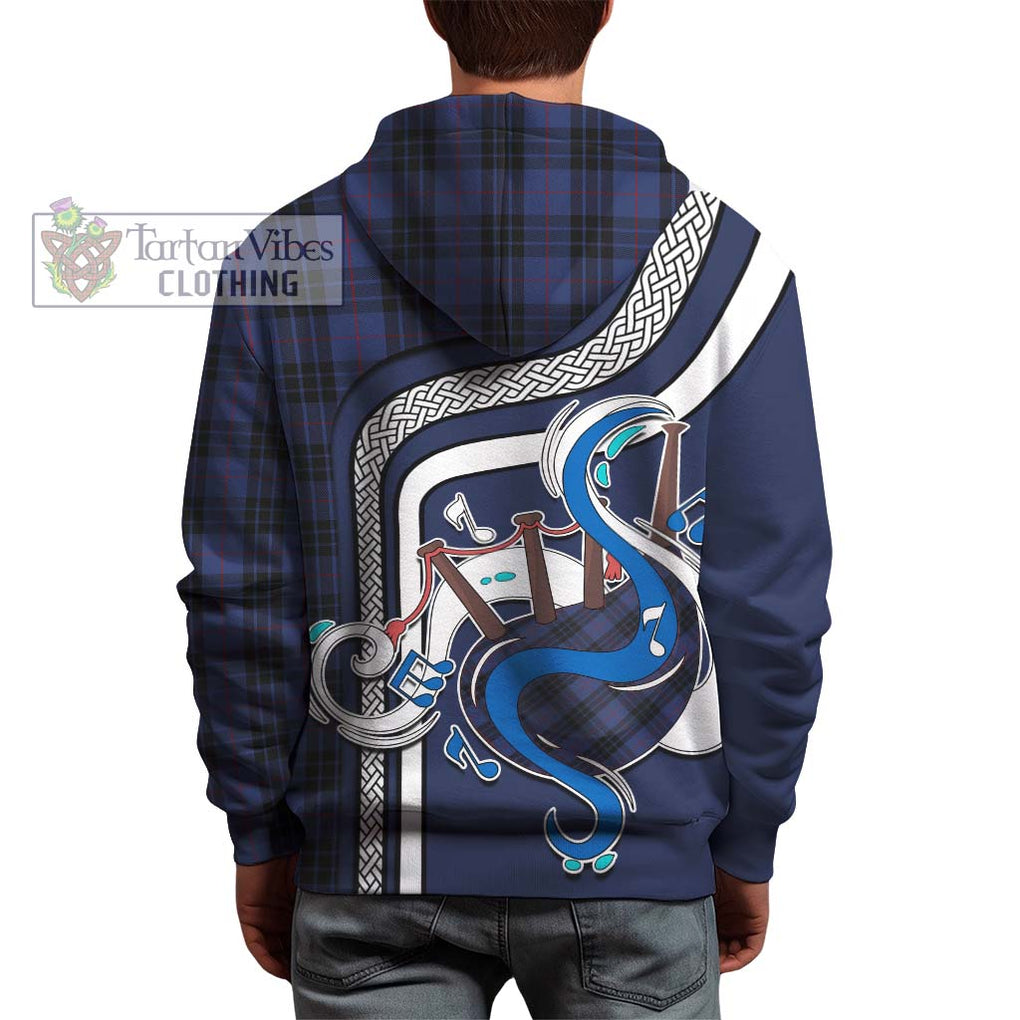 Tartan Vibes Clothing MacKay Blue #02 Tartan Hoodie with Epic Bagpipe Style
