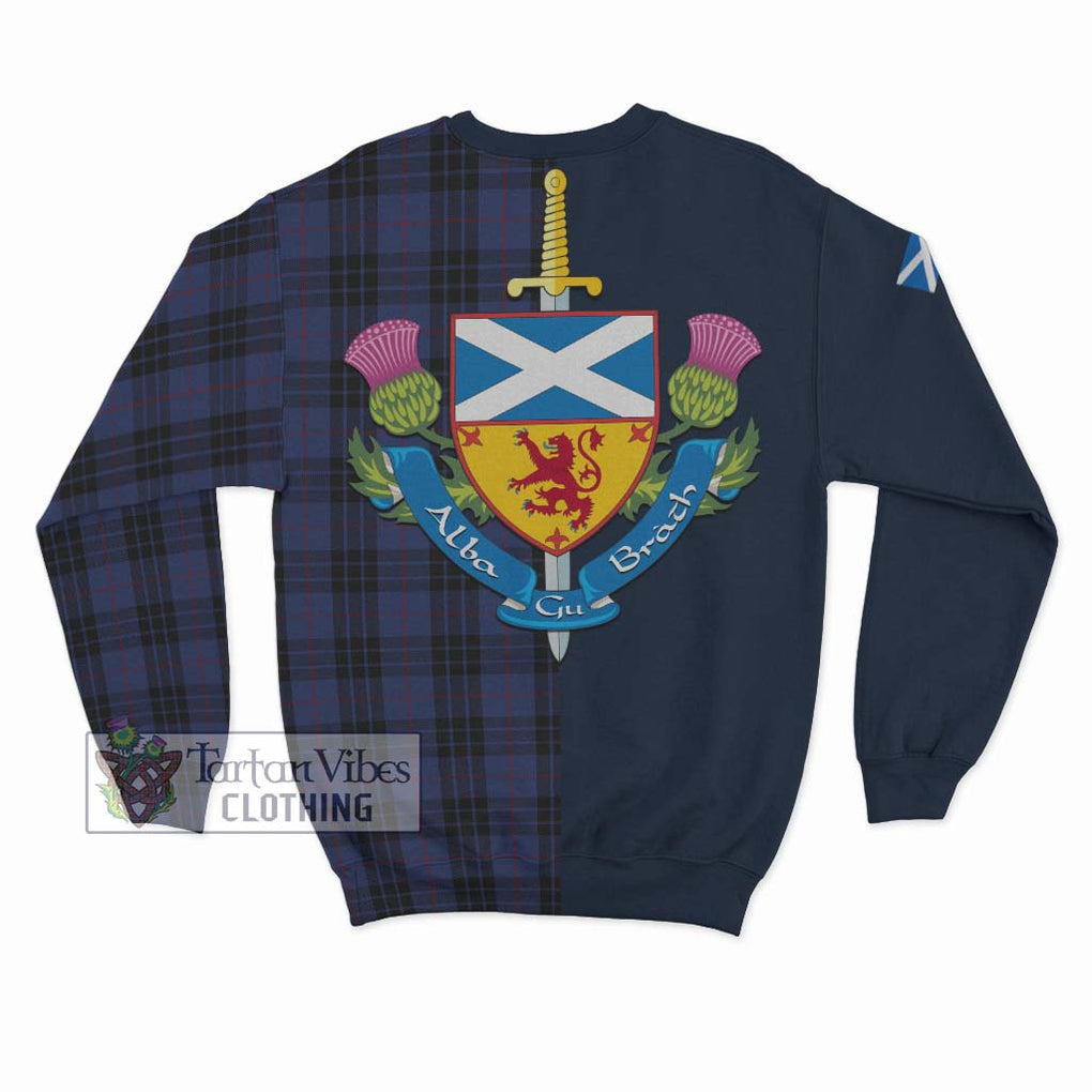 Tartan Vibes Clothing MacKay Blue #02 Tartan Sweatshirt with Scottish Lion Royal Arm Half Style