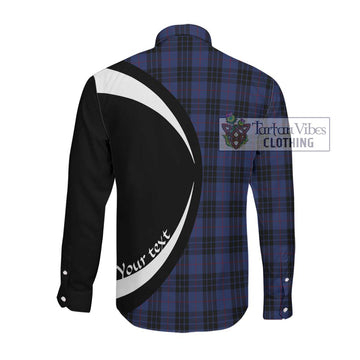 MacKay Blue #02 Tartan Long Sleeve Button Up with Family Crest Circle Style