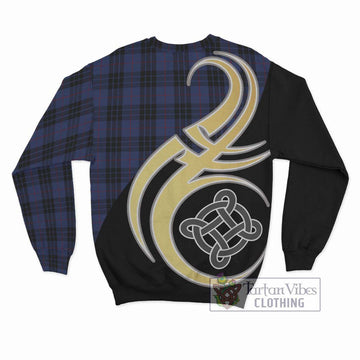 Tartan Vibes Clothing MacKay Blue #02 Tartan Sweatshirt with Family Crest and Celtic Symbol Style