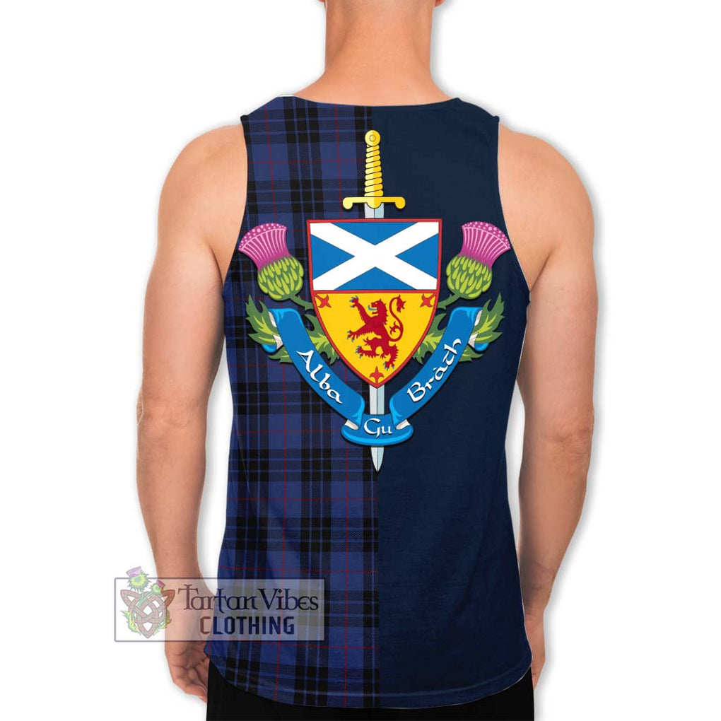 Tartan Vibes Clothing MacKay Blue #02 Tartan Men's Tank Top with Scottish Lion Royal Arm Half Style