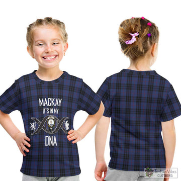 Tartan Vibes Clothing MacKay Blue #02 Tartan Kid T-Shirt with Family Crest DNA In Me Style