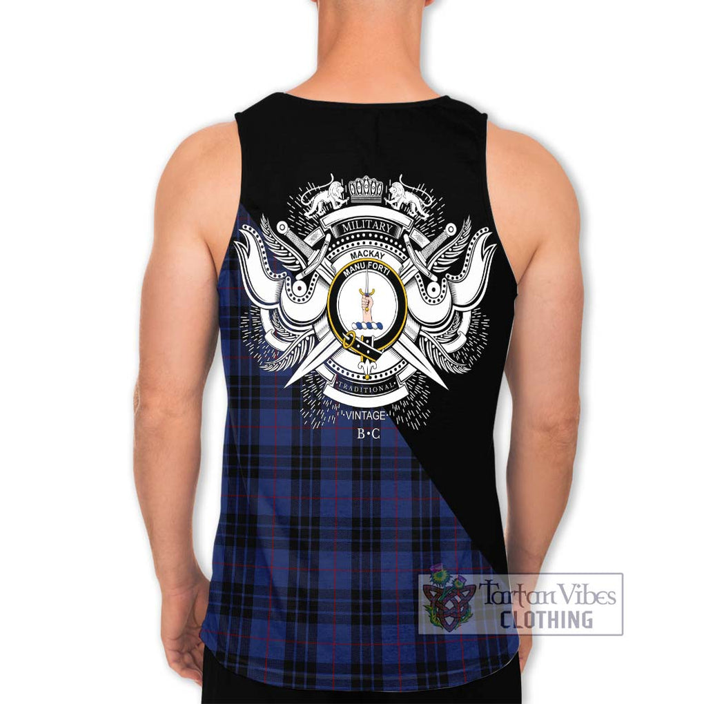 Tartan Vibes Clothing MacKay Blue #02 Tartan Men's Tank Top with Family Crest and Military Logo Style