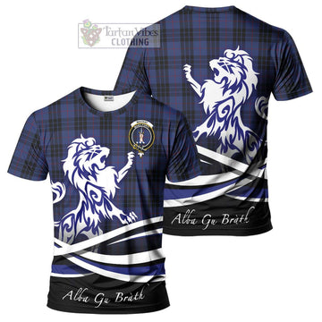 Tartan Vibes Clothing MacKay Blue #02 Tartan Cotton T-shirt with Alba Gu Brath Regal Lion Emblem