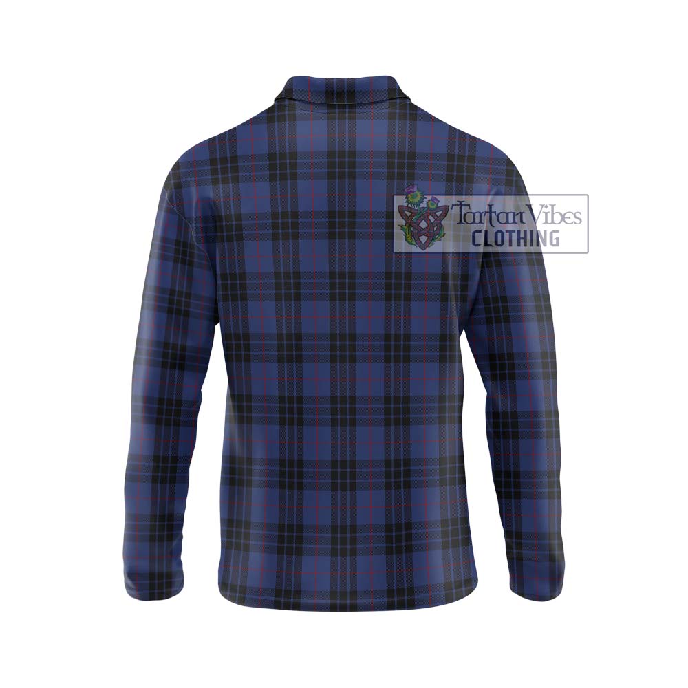 Tartan Vibes Clothing MacKay Blue #02 Tartan Long Sleeve Polo Shirt with Family Crest DNA In Me Style
