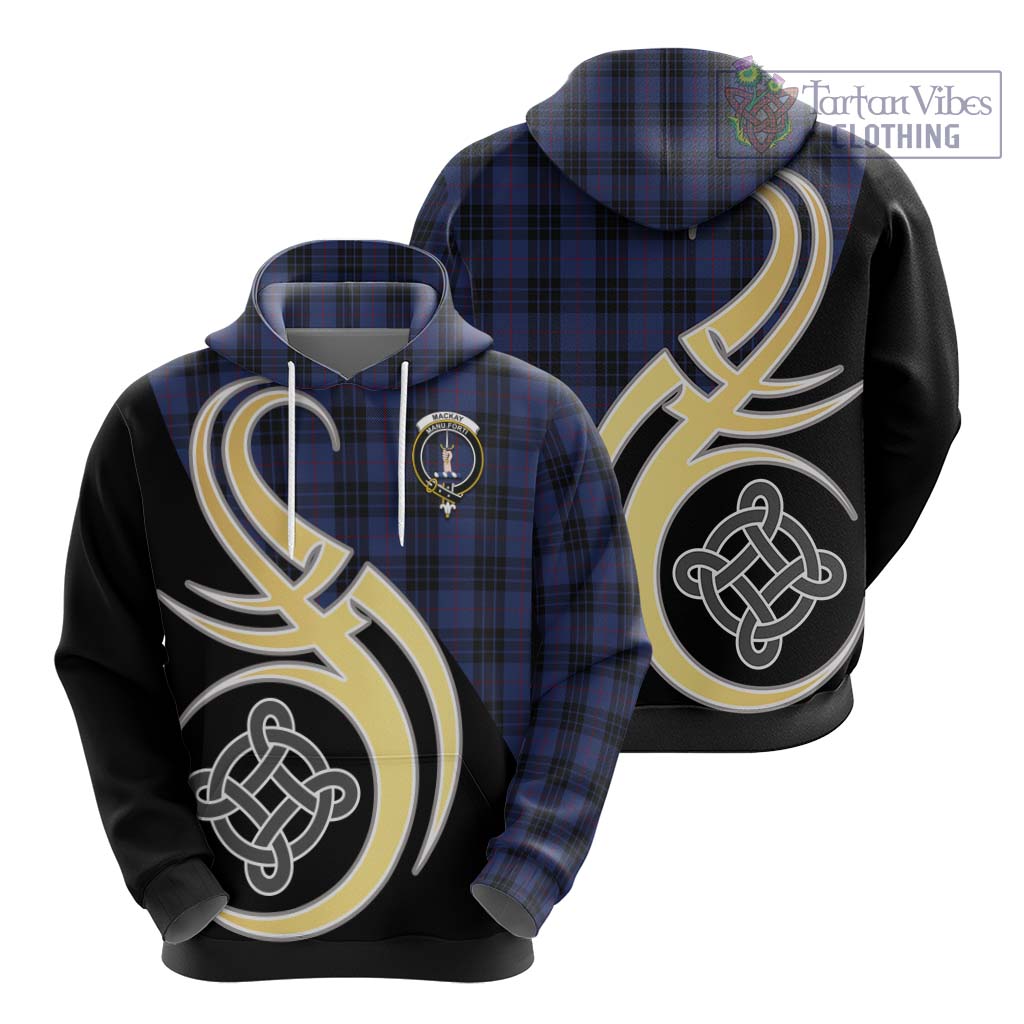 Tartan Vibes Clothing MacKay Blue #02 Tartan Hoodie with Family Crest and Celtic Symbol Style