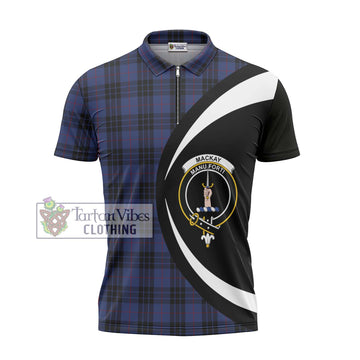 Tartan Vibes Clothing MacKay Blue #02 Tartan Zipper Polo Shirt with Family Crest Circle Style