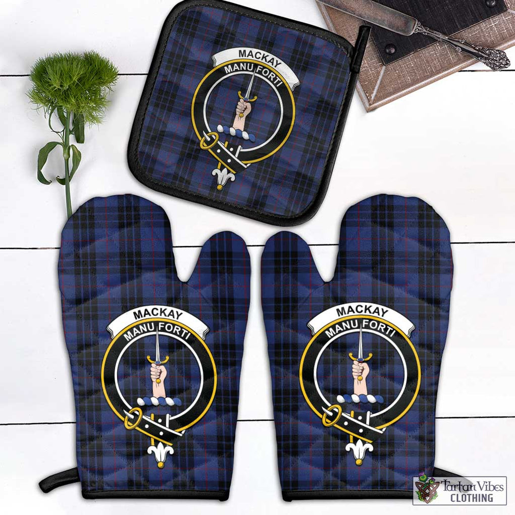 Tartan Vibes Clothing MacKay Blue #02 Tartan Combo Oven Mitt & Pot-Holder with Family Crest