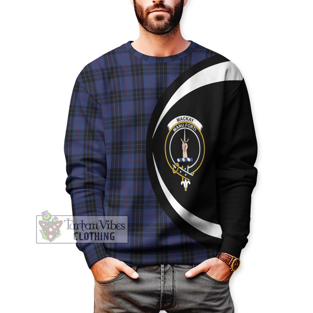 Tartan Vibes Clothing MacKay Blue #02 Tartan Sweatshirt with Family Crest Circle Style