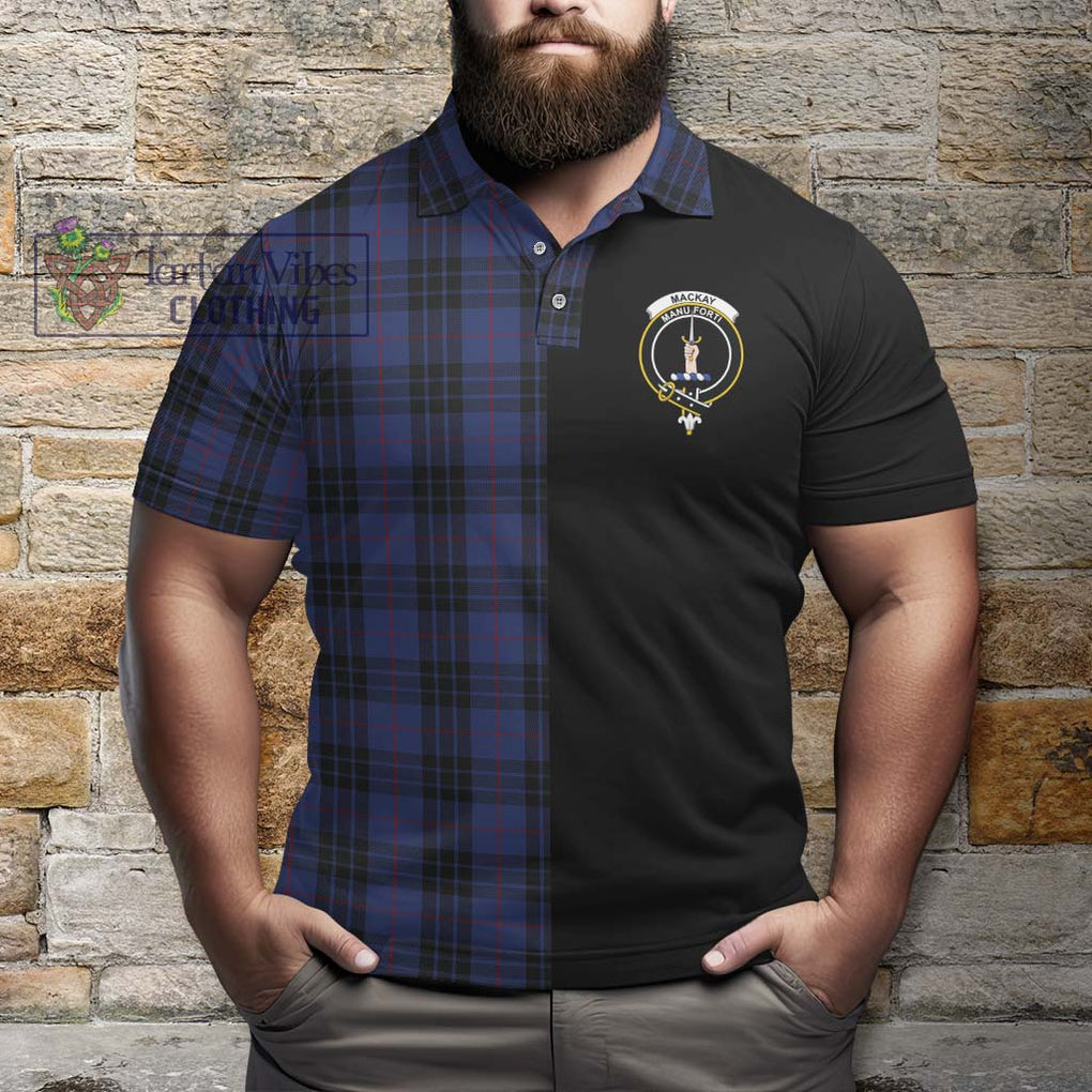 Tartan Vibes Clothing MacKay Blue #02 Tartan Polo Shirt with Family Crest and Half Of Me Style