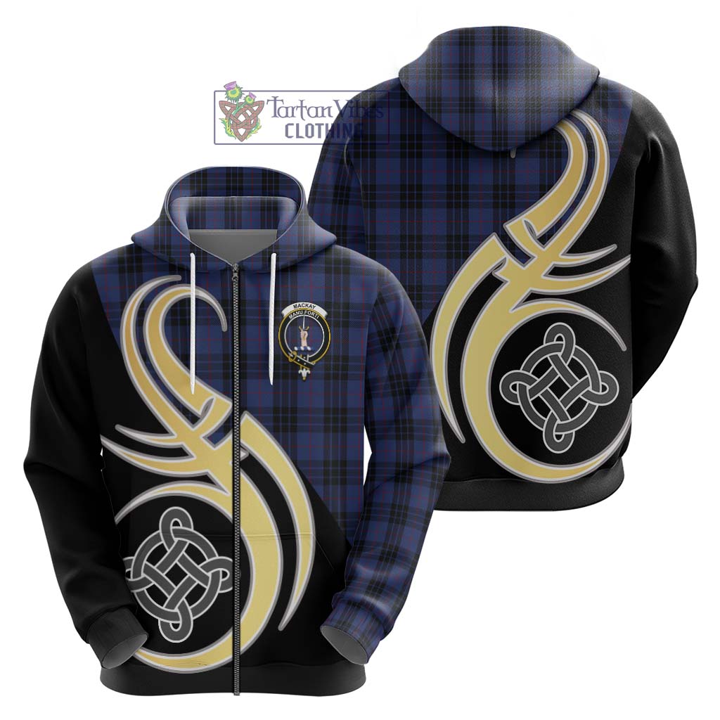 Tartan Vibes Clothing MacKay Blue #02 Tartan Hoodie with Family Crest and Celtic Symbol Style