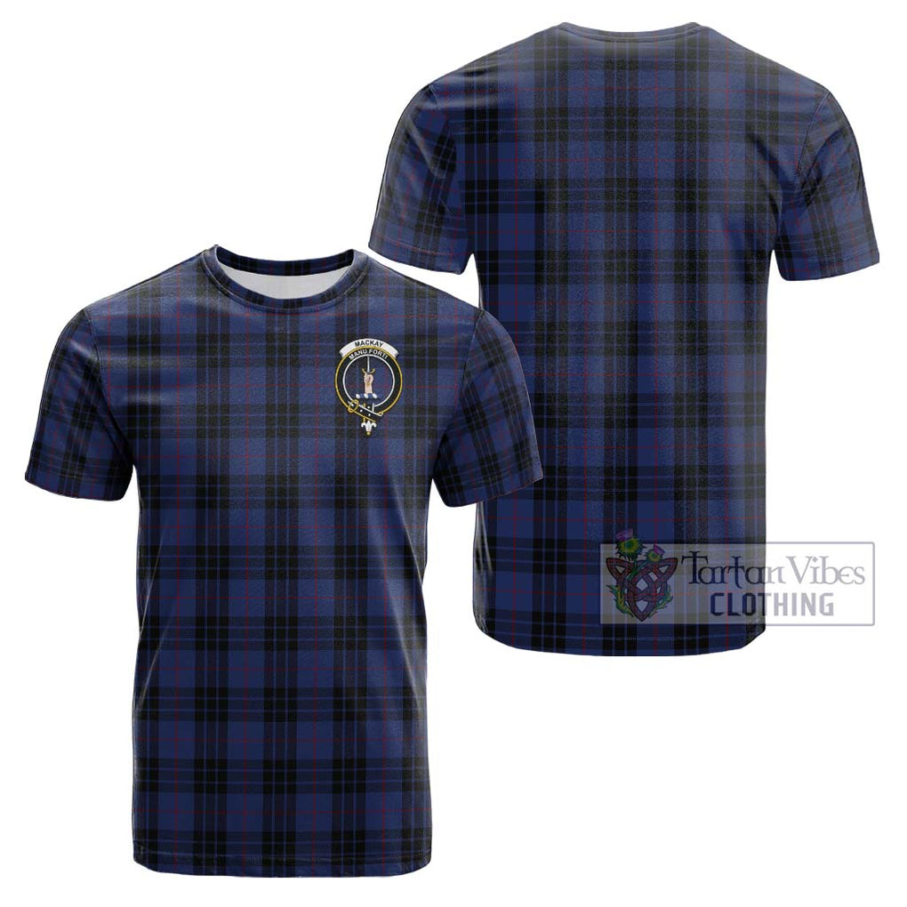 Tartan Vibes Clothing MacKay Blue #02 Tartan Cotton T-Shirt with Family Crest