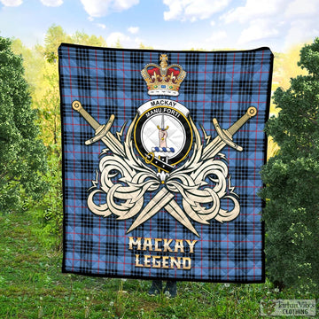 MacKay Blue Tartan Quilt with Clan Crest and the Golden Sword of Courageous Legacy