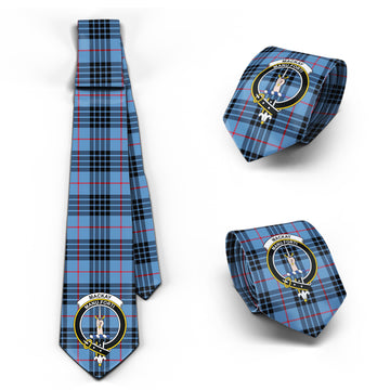 MacKay Blue Tartan Classic Necktie with Family Crest