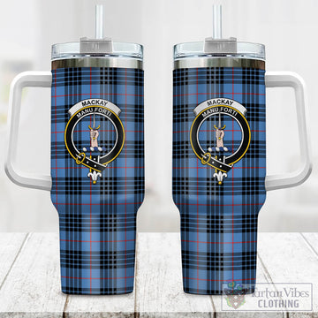 MacKay Blue Tartan and Family Crest Tumbler with Handle