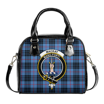 MacKay Blue Tartan Shoulder Handbags with Family Crest