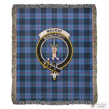 MacKay Blue Tartan Woven Blanket with Family Crest