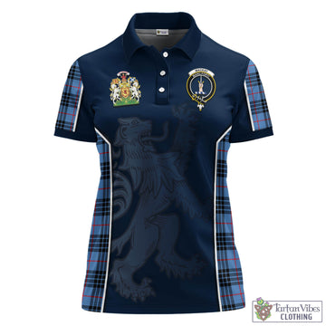 MacKay Blue Tartan Women's Polo Shirt with Family Crest and Lion Rampant Vibes Sport Style