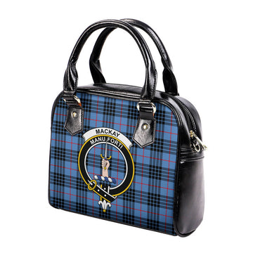 MacKay Blue Tartan Shoulder Handbags with Family Crest