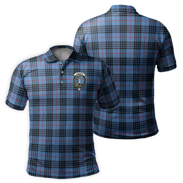 MacKay Blue Tartan Men's Polo Shirt with Family Crest
