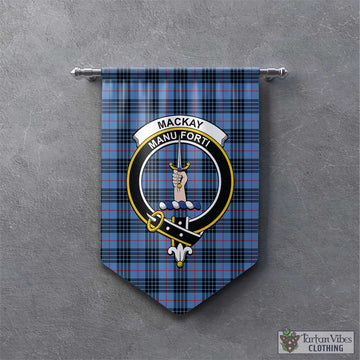 MacKay Blue Tartan Gonfalon, Tartan Banner with Family Crest