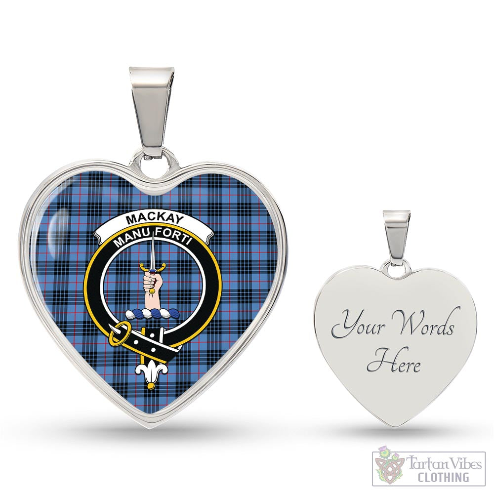 Tartan Vibes Clothing MacKay Blue Tartan Heart Necklace with Family Crest