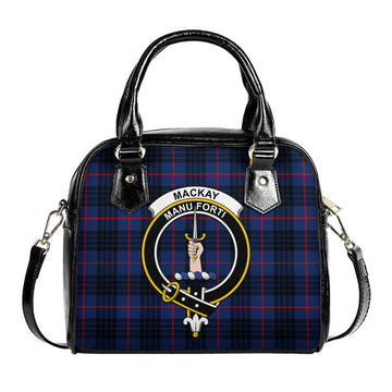 MacKay Blue Modern Tartan Shoulder Handbags with Family Crest