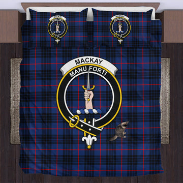 MacKay Blue Modern Tartan Bedding Set with Family Crest