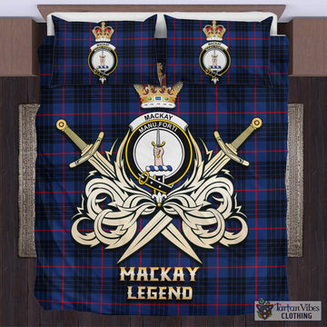 MacKay Blue Modern Tartan Bedding Set with Clan Crest and the Golden Sword of Courageous Legacy