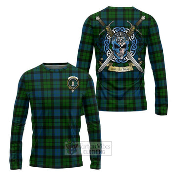 Tartan Vibes Clothing MacKay (McKay) Tartan Long Sleeve T-Shirt with Family Crest Celtic Skull Style