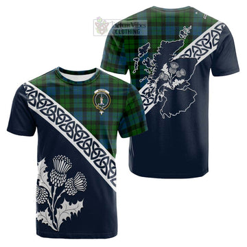 Tartan Vibes Clothing MacKay (McKay) Tartan Cotton T-shirt Featuring Thistle and Scotland Map