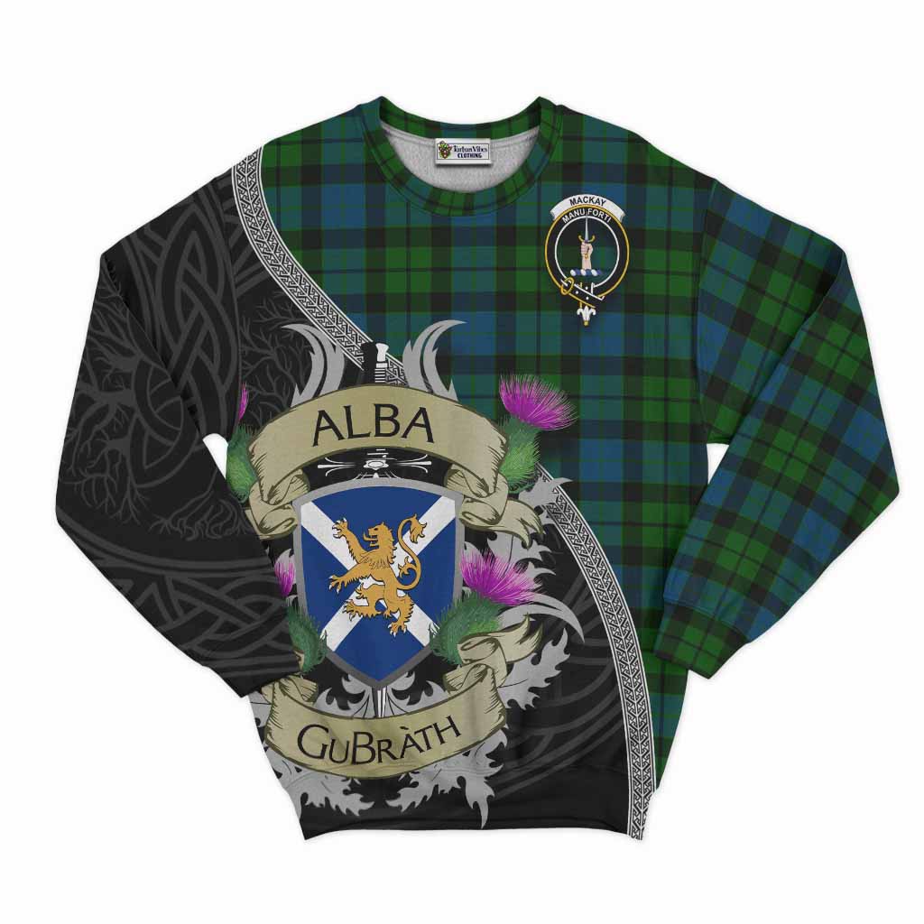 Tartan Vibes Clothing MacKay (McKay) Tartan Family Crest Sweatshirt Lion Rampant Royal Thistle Shield Celtic Inspired