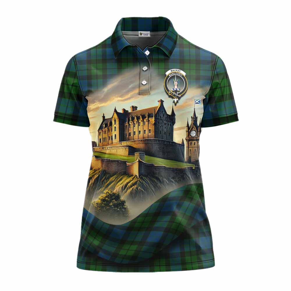 Tartan Vibes Clothing MacKay (McKay) Tartan Family Crest Women's Polo Shirt with Scottish Ancient Castle Stype