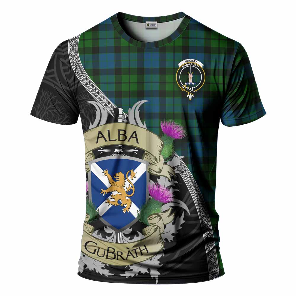 Tartan Vibes Clothing MacKay (McKay) Tartan Family Crest T-Shirt Lion Rampant Royal Thistle Shield Celtic Inspired