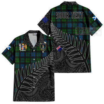 MacKay (McKay) Crest Tartan Hawaiian Shirt with New Zealand Silver Fern Half Style
