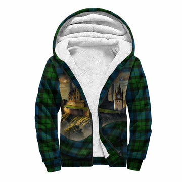 MacKay (McKay) Tartan Family Crest Sherpa Hoodie with Scottish Ancient Castle Style