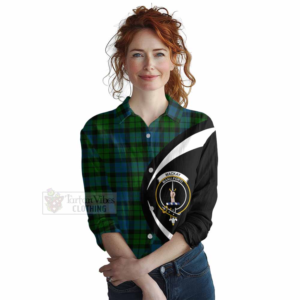 Tartan Vibes Clothing MacKay (McKay) Tartan Women's Casual Shirt with Family Crest Circle Style