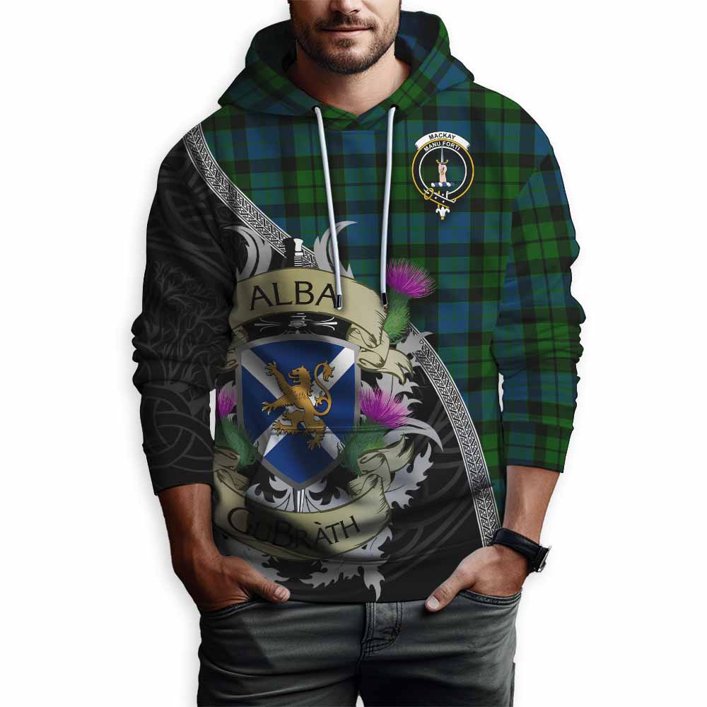 Tartan Vibes Clothing MacKay (McKay) Tartan Family Crest Hoodie Lion Rampant Royal Thistle Shield Celtic Inspired