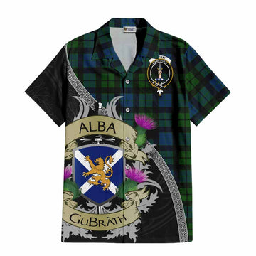 Tartan Vibes Clothing MacKay (McKay) Tartan Family Crest Short Sleeve Button Shirt Lion Rampant Royal Thistle Shield Celtic Inspired