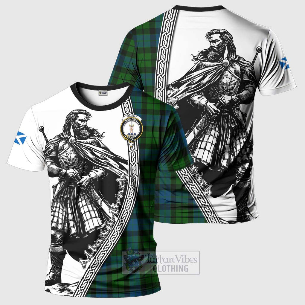Tartan Vibes Clothing MacKay (McKay) Tartan Clan Crest T-Shirt with Highlander Warrior Celtic Style