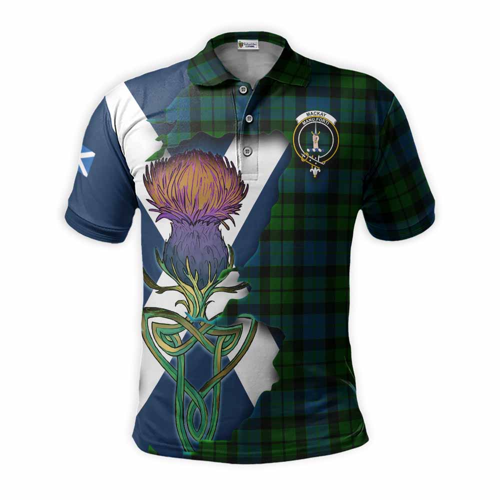 Tartan Vibes Clothing MacKay (McKay) Tartan Family Crest Polo Shirt Scottish Thistle Celtic Inspired
