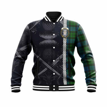 MacKay (McKay) Tartan Baseball Jacket with Family Crest Cross Sword Thistle Celtic Vibes