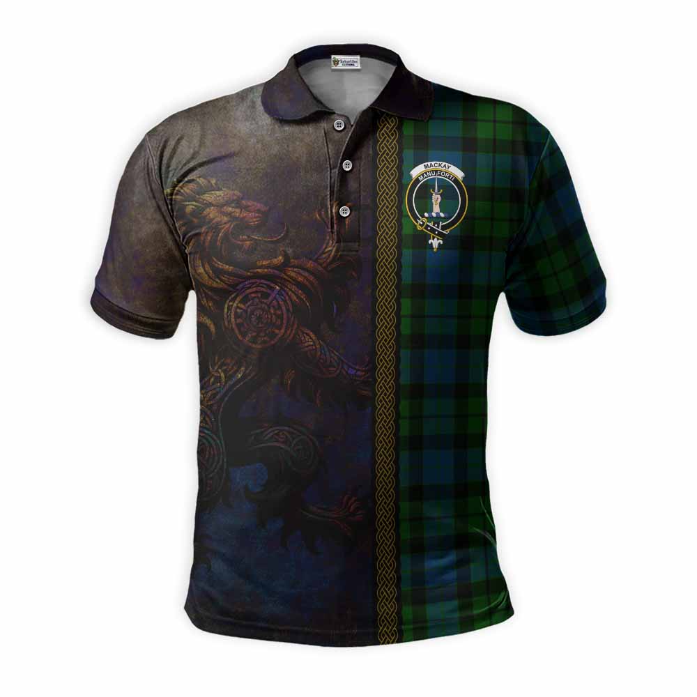 Tartan Vibes Clothing MacKay (McKay) Tartan Family Crest Polo Shirt Alba Gu Brath Be Brave Lion Ancient Style