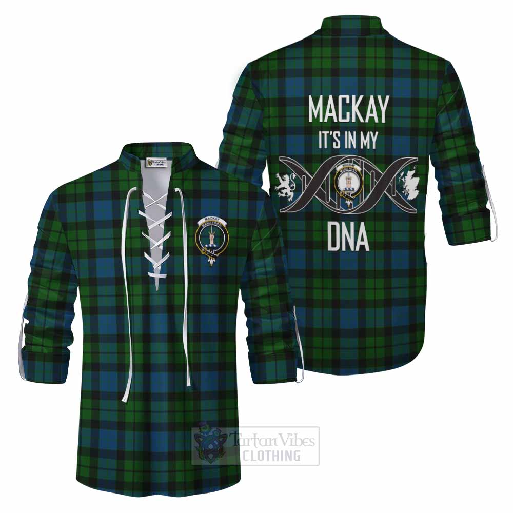 Tartan Vibes Clothing MacKay (McKay) Tartan Ghillie Kilt Shirt with Family Crest DNA In Me Style
