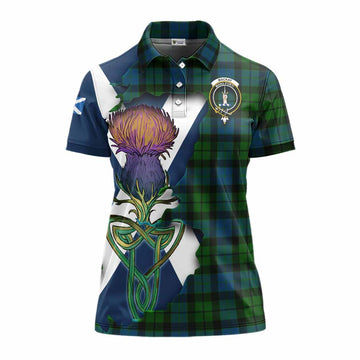MacKay (McKay) Tartan Family Crest Women's Polo Shirt Scottish Thistle Celtic Inspired