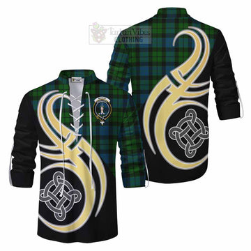Tartan Vibes Clothing MacKay (McKay) Tartan Ghillie Kilt Shirt with Family Crest and Celtic Symbol Style