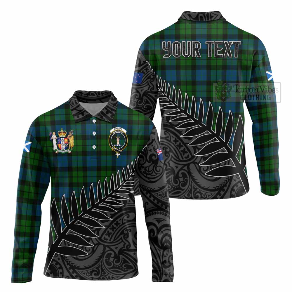 Tartan Vibes Clothing MacKay (McKay) Crest Tartan Long Sleeve Polo Shirt with New Zealand Silver Fern Half Style