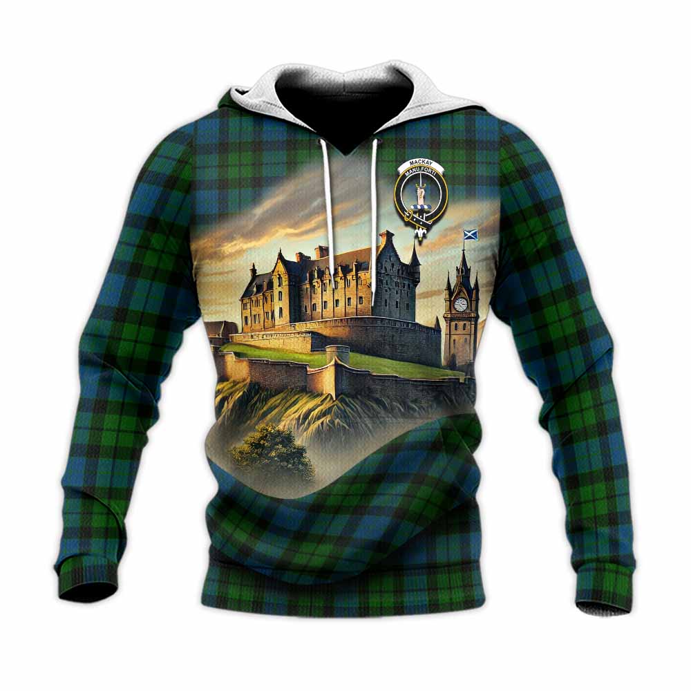 Tartan Vibes Clothing MacKay (McKay) Tartan Family Crest Knitted Hoodie with Scottish Ancient Castle Style